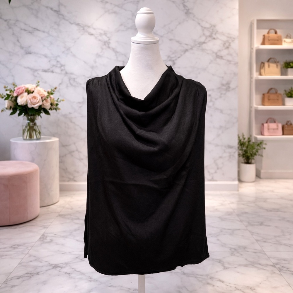 White Birch Black Cowl Neck Sleeveless Top Medium Boutique NWOT
